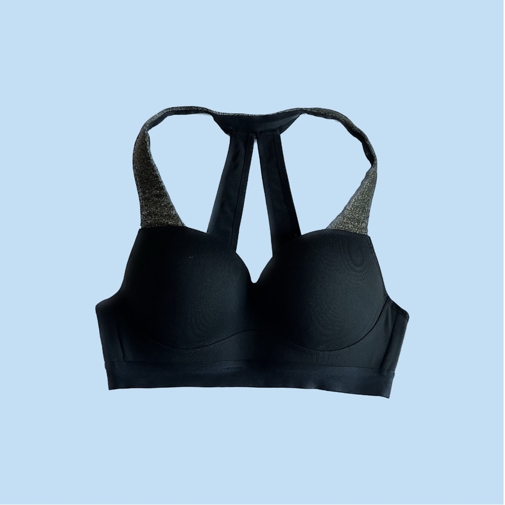 Victoria’s Secret VSX Women’s Black and Gold Shimmer Sports Bra - Picture 1 of 4